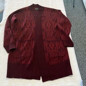 Pendleton Burgundy Geometric Cardigan